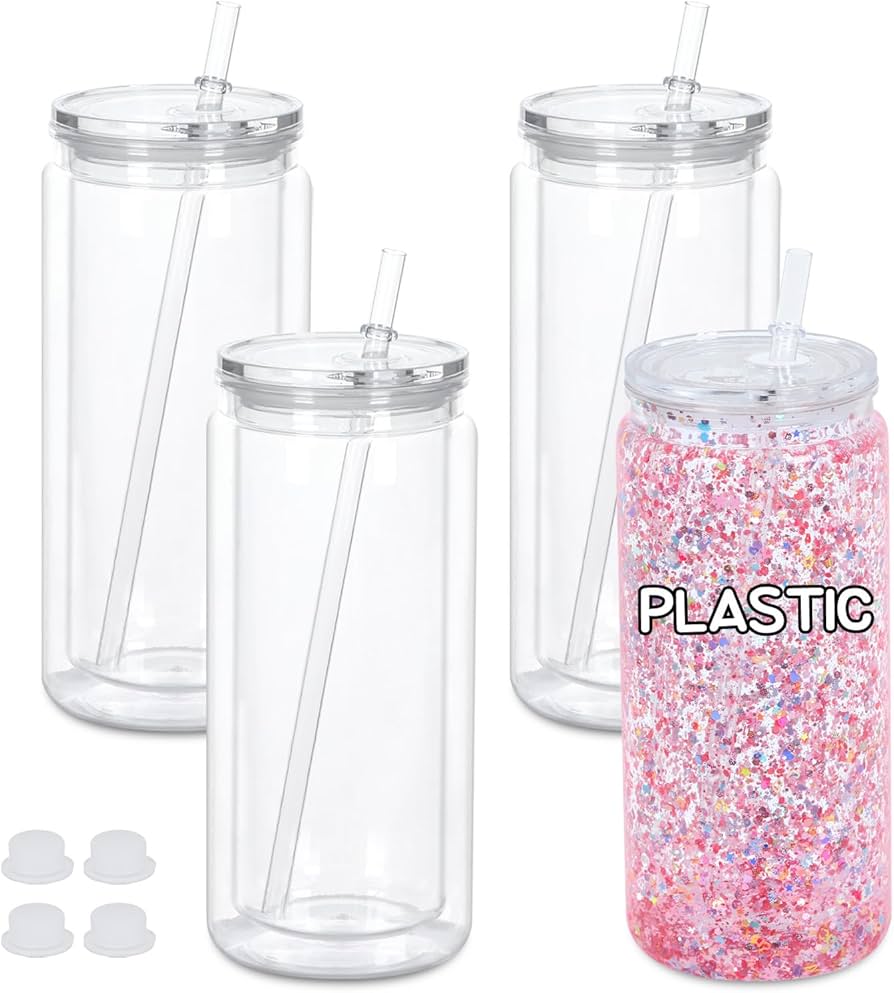 20oz Acrylic Can now Globe Tumbler clear