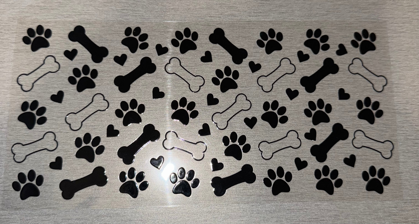 Dog Paw & Bones Black