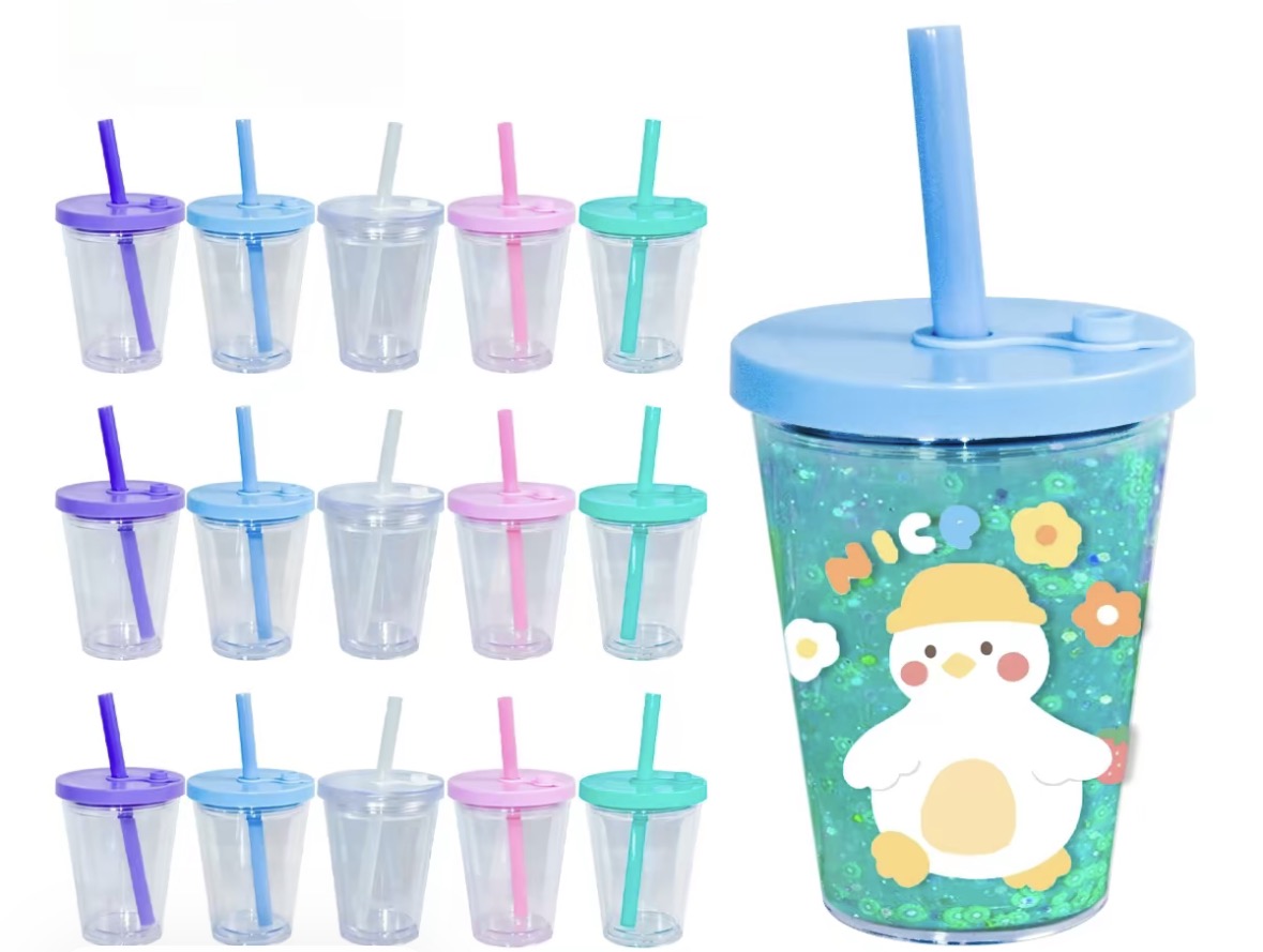 Light Blue 12oz Kids Leak Proof Snowglobe tumbler
