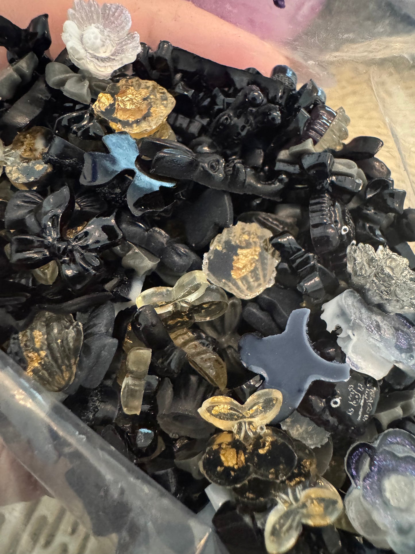 Black/Brown/Gold Nail Charm Mix