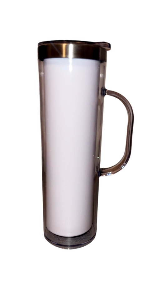 20oz Stainless Steel Snow Globe tumbler with handle.