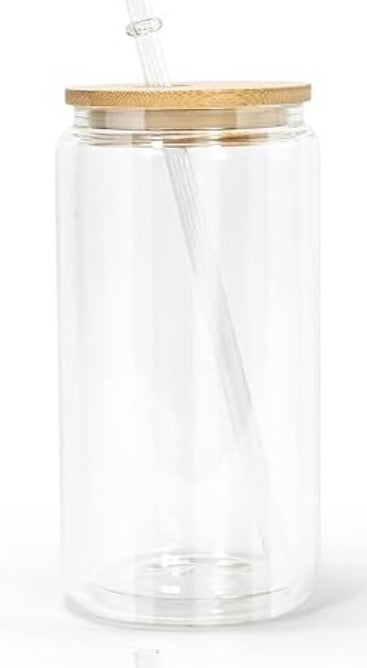 16oz Glass Snowglobe Tumbler with Bambu Lid