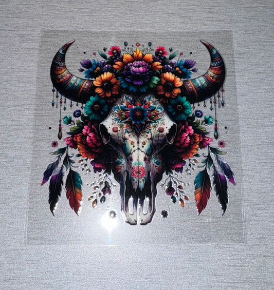 Bull W/ Flowers & Feathers