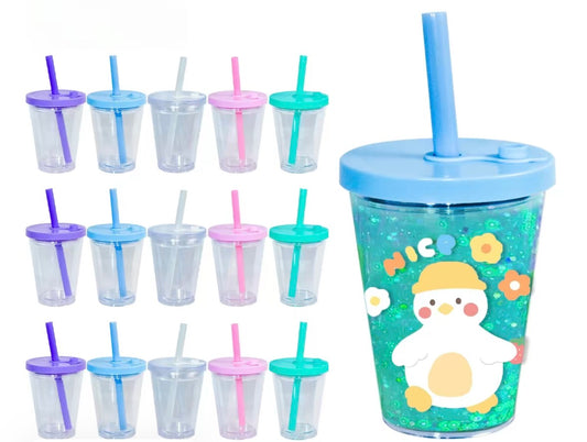 Light Blue 12oz Kids Leak Proof Snowglobe tumbler