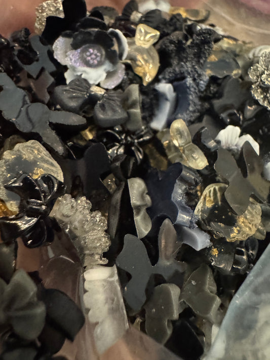 Black/Brown/Gold Nail Charm Mix