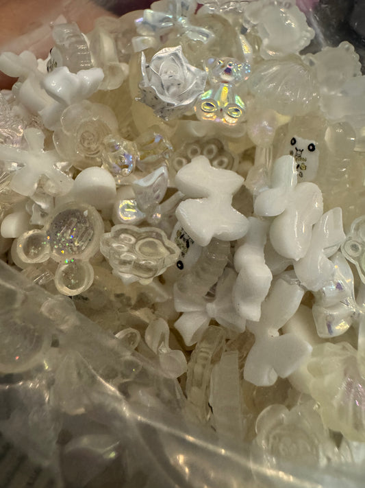 White Nail Charm Mix