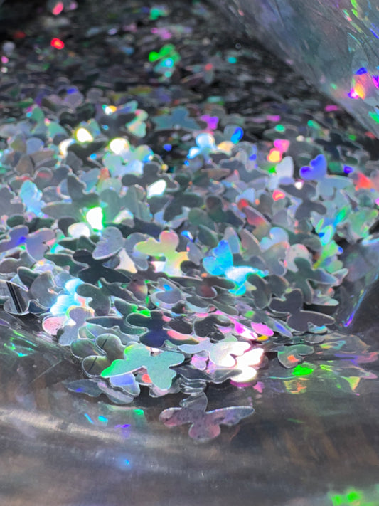 Butterfly - Silver Holo Shaped Glitter